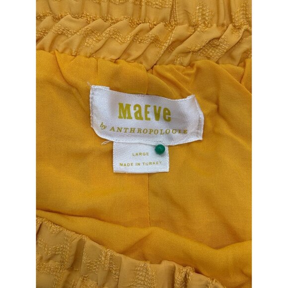 Maeve By Anthropologie Tiered Maxi Skirt Mustard Yellow Boho Womens Size L - Picture 3 of 7
